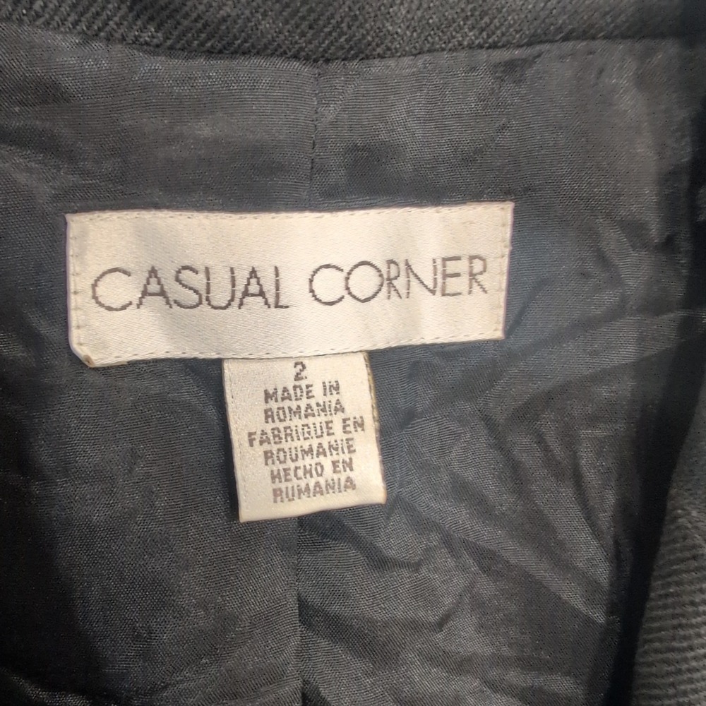 CASUAL CORNER Womens Blazer Jacket Black Size 2 Made in Romania Classic - Picture 2 of 3